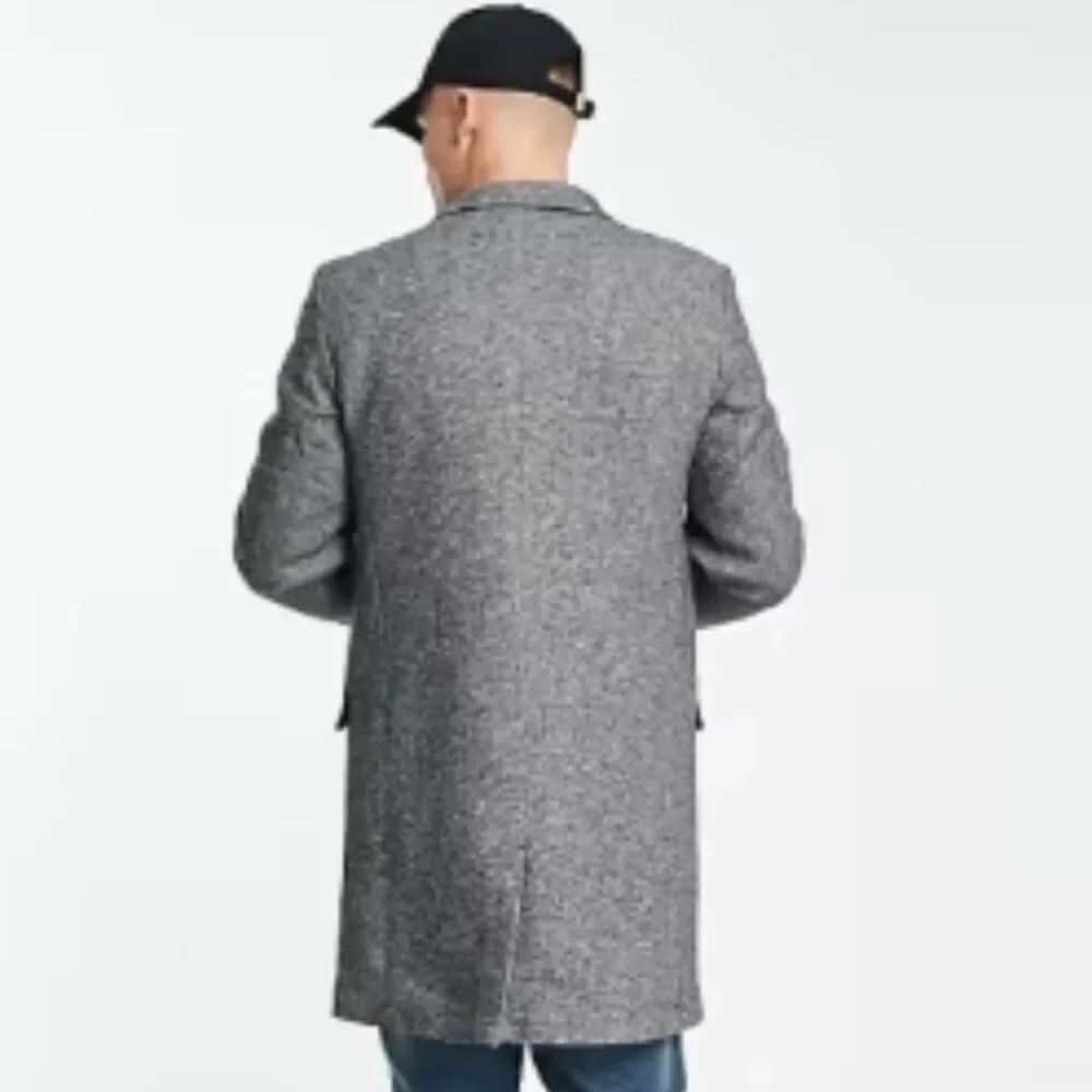 Like New! ONLY & SONS Smart Jersey Overcoat in Dark Gray Melange in Size S - Picture 3 of 15